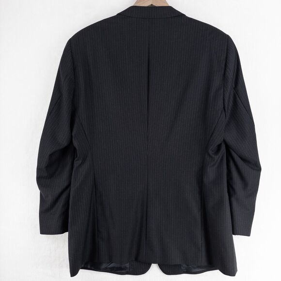 Emporio Armani Sean Line Blazer Mens 46 Wool Blend Dark Navy Blue 3 Button Italy - Picture 8 of 12